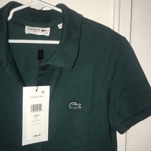 NWT Lacoste Slim Fit Polo Olive Shirt - Size 34/2